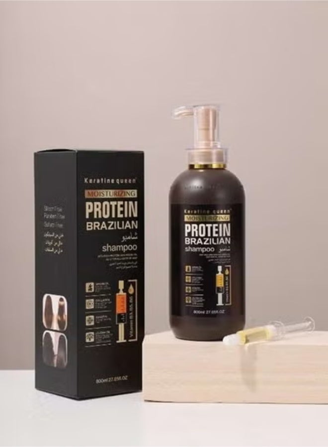 كيراتين كوين مجموعة العناية بالشعر المعالج بالبروتين والحماية للشعر شامبو800 مل وبلسم 800 مل وسيروم 100مل - Image 2